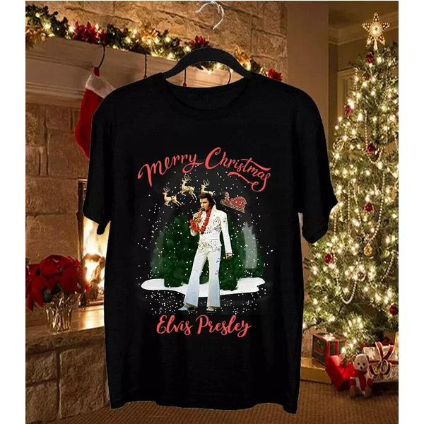 Merry Christmas Elvis Presley Tree T-Shirt-image