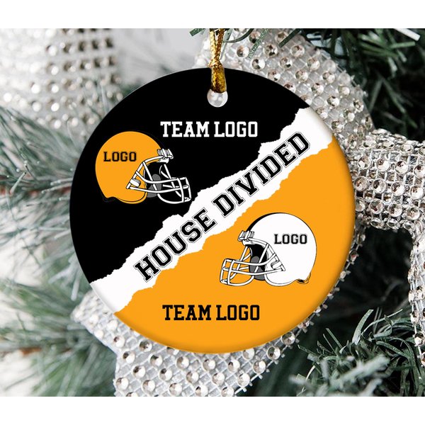 Personalized House Divided Ornament, Football Team Christmas Ornament, Sports Ornament-image