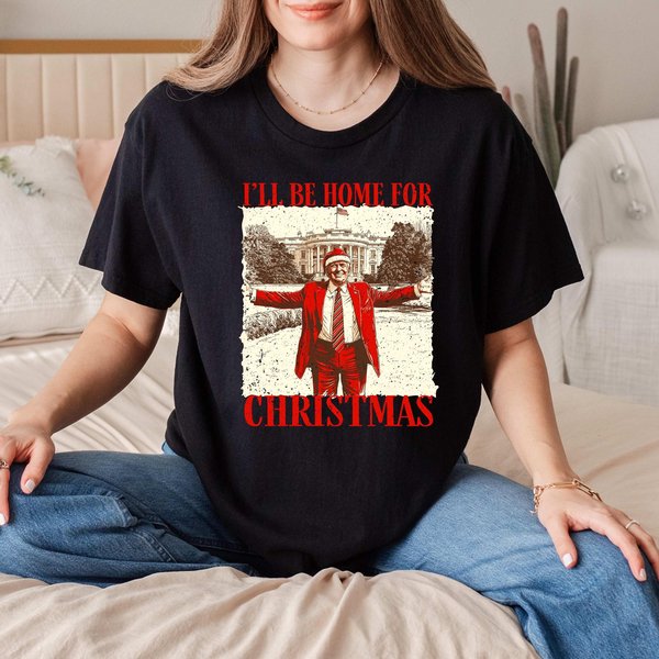 Funny Trump I'll Be Home For Christmas Shirt-image