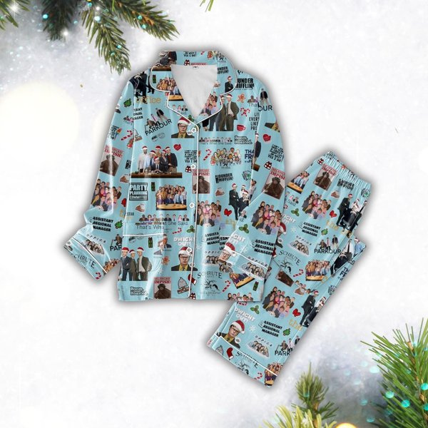 The Office Christmas Pajamas, Dunder Mifflin Holiday Pajamas, The Office Tv Series Pajamas Set-image