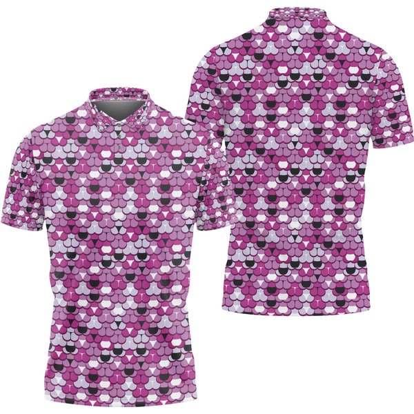 Funny Cute Lady Purple Panties Pattern Golf Men's Polo Shirt-image