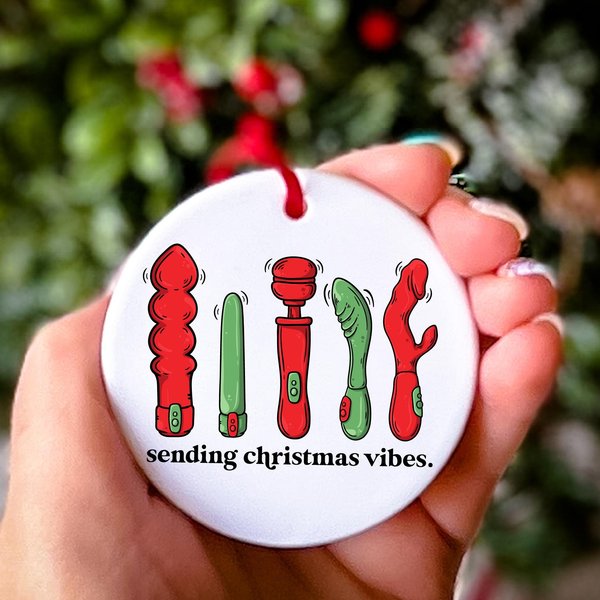 Sending Christmas Vibes Ornament 2024 Funny Christmas Ornament Stocking-image