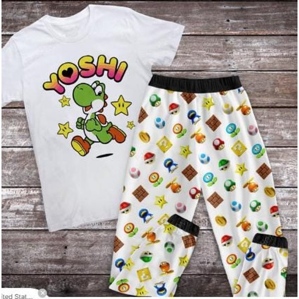 Yoshi Pajamas Set, Super Mario Personalized Family Pajamas, Cute Yoshi Family Christmas Pajamas Set.-image