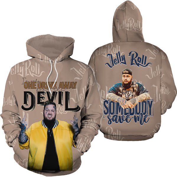 Jelly Roll Somebody Save Me Hoodie I Am Only One Drink Away From The Devil-image
