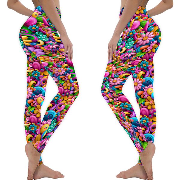 Floral Pattern Super Colorful Flower Power Leggings