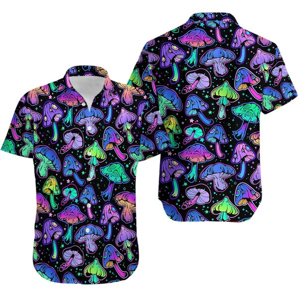 Mushroom Hawaiian Shirts For Men - Mushroom Beach Shirt-image