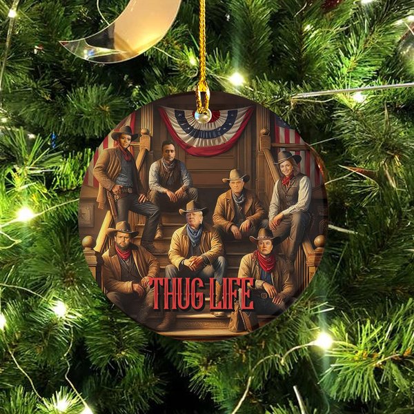 Trump 2024 Ornament, Trump Vance Kennedy Musk Tulsi Vivek Candace Thug Life Ornament, Political Ornament-image