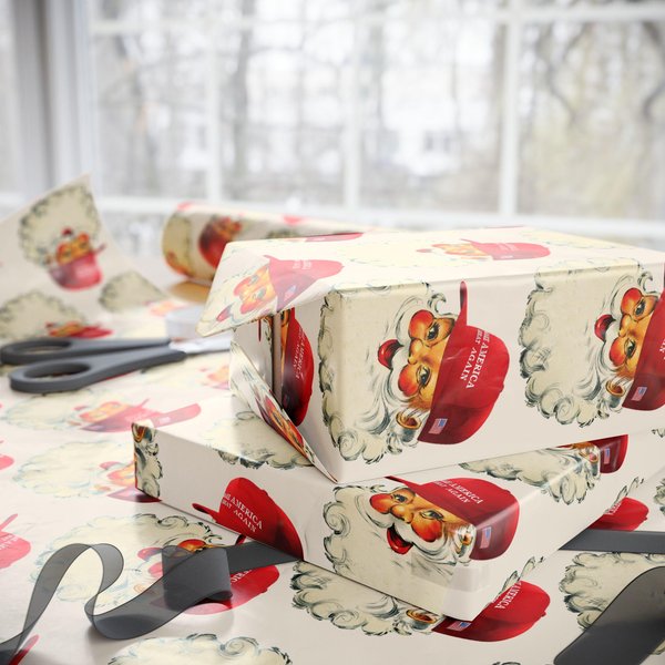 Vintage Trump Santa Claus Christmas Gift Wrap-image