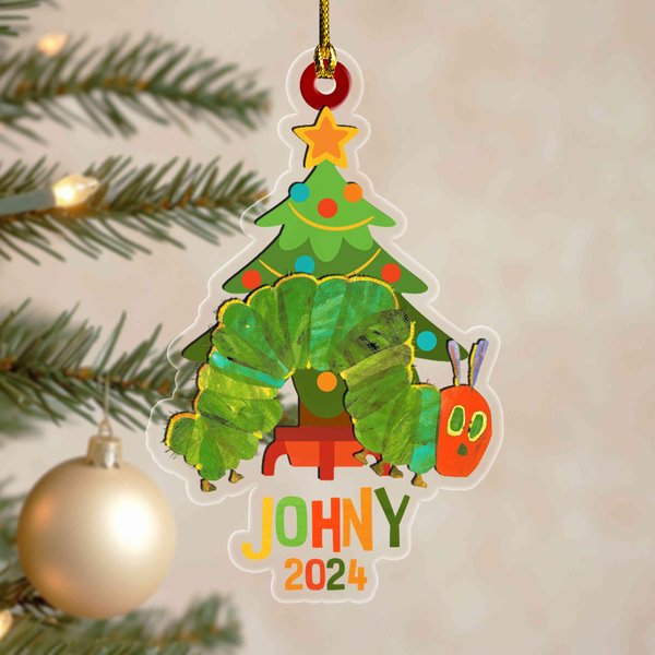 Personalized The Very Hungry Caterpillar Ornament, Reading Book Christmas Ornament-image