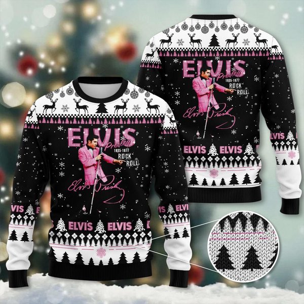 Elvis Presley 3D Ugly Sweater A Fun Twist On Classic Holiday Style – Xmas Sweaters-image