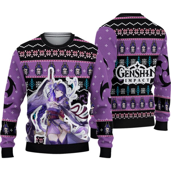 Raiden Genshin Impact Christmas Ugly Sweater, Game Sweatshirt-image