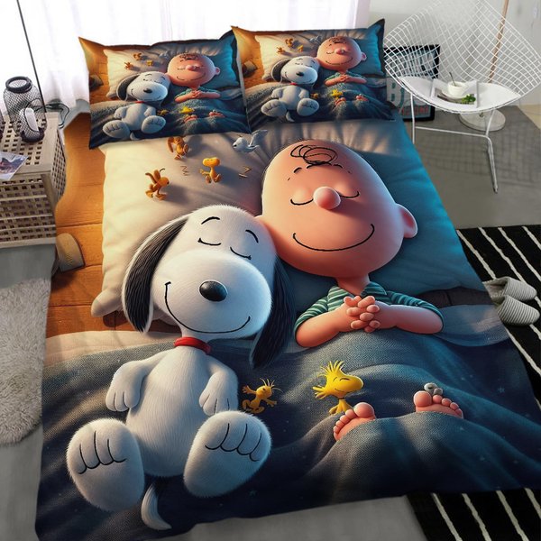 Cute Snoopy Cartoon Bedding Set-image