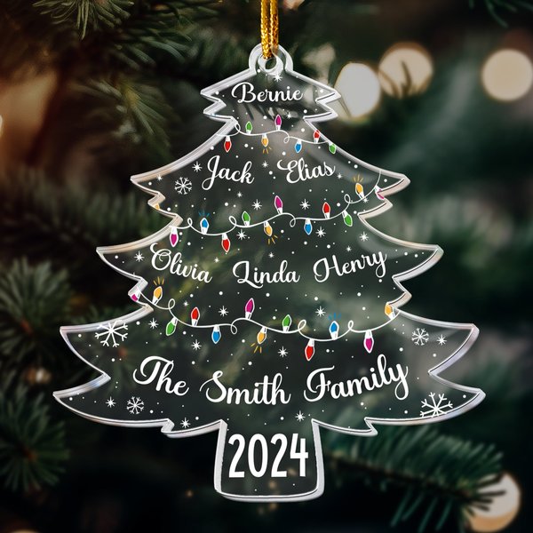 Christmas Tree With Family Names And Led Lights - Personalized Acrylic Ornament-image