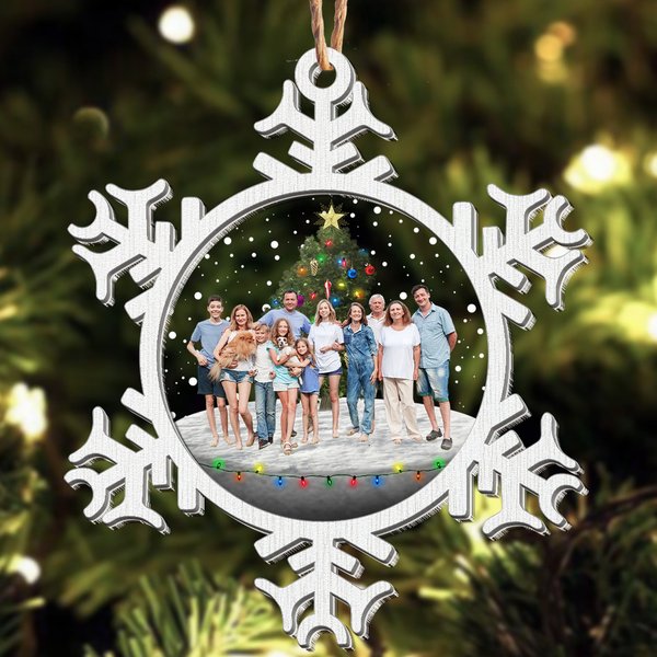 Snowflakes Merry Christmas With Family - Personalized Wood And Acrylic Photo Ornament-image