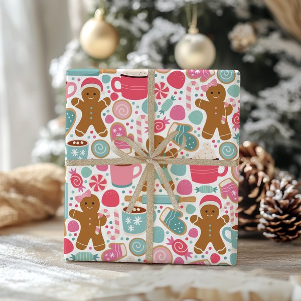 Holiday Gingerbread Christmas Wrapping Paper, Christmas Gifts