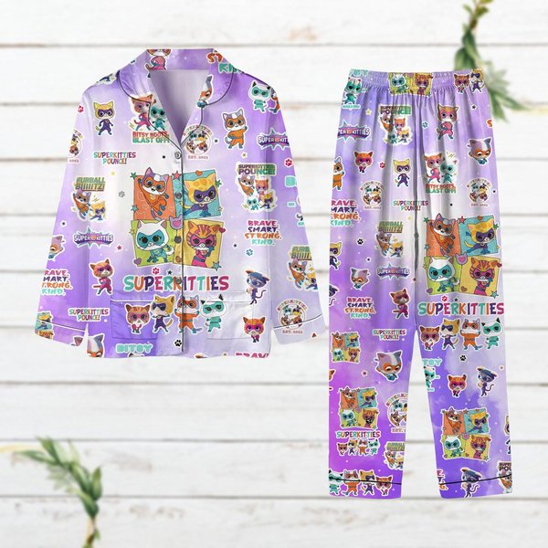 Christmas Superkitties Pajamas Set, Buddy, Bitsy, Ginny And Sparks-image