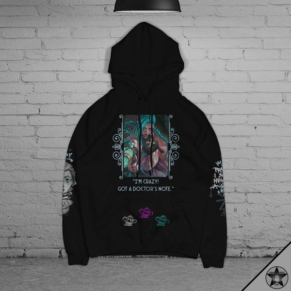 Unisex Oversize Arcane Jinx Black Hoodie, League Of Legends Charecters Hoodie-image