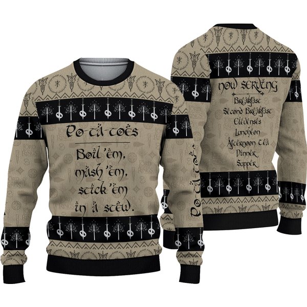Lord Of The Rings Potatoes Christmas Ugly Sweater, Movie Ugly Sweater