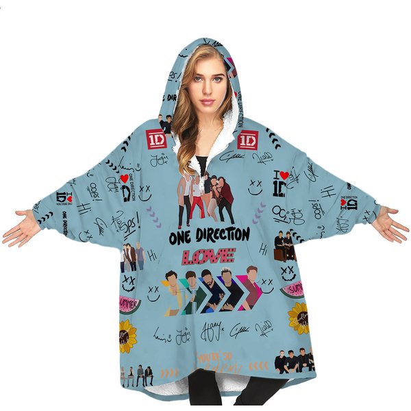 1D Blanket Hoodie Blue, Gifts For Women Girls Adult-image