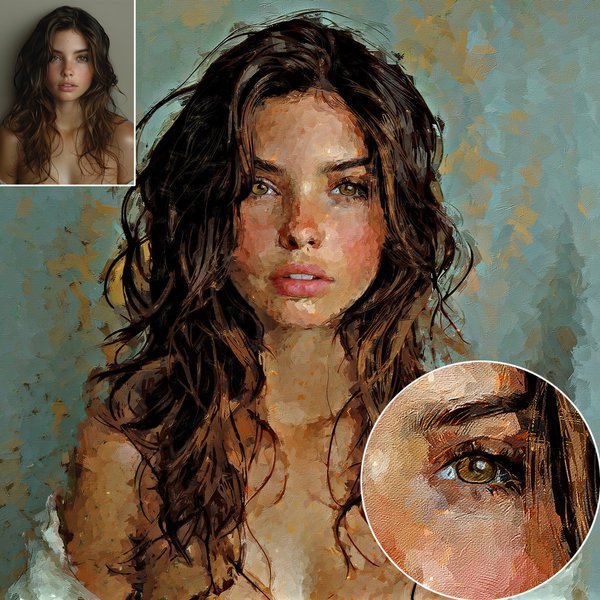 Custom Painting From Photo On Canvas, Original Handmade Portrait Digital Oil Painting