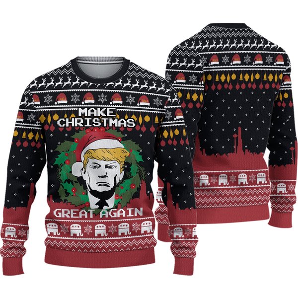 Make Christmas Great Again Shirt, Funny Trump Santa Ugly Christmas Sweater