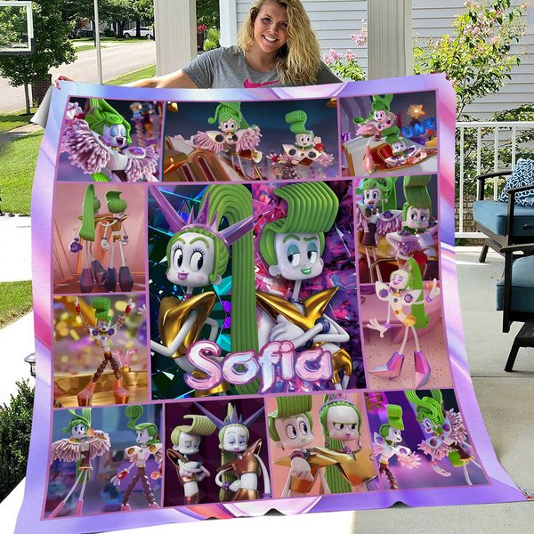 Personalized Velvet And Veneer Blanket, Custom Name Trolls Band Together Blanket