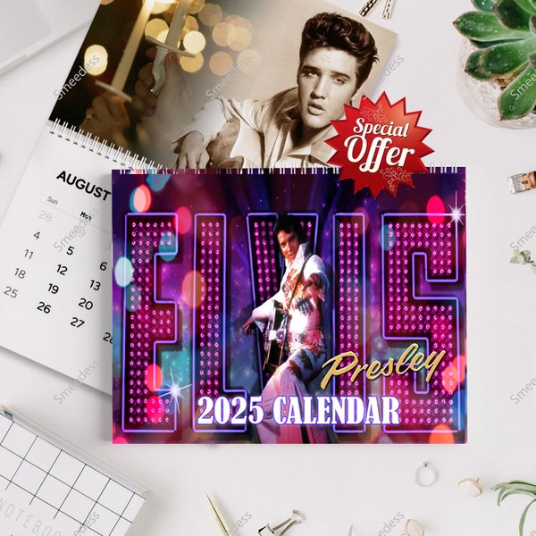 Elvis 205 Calendar, Presley 2025 Wall Calendar, The Hillbilly Cat Celebrity Calendar 2025-image