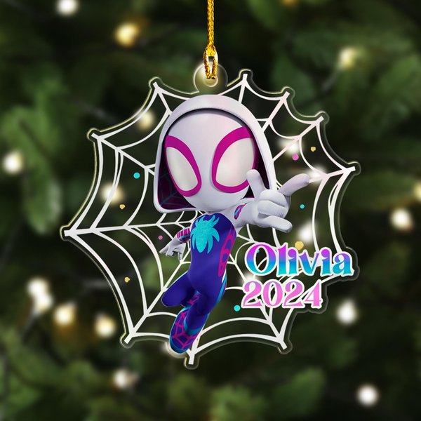Personalized Ghost Spider Ornament, Spider Hero Character Xmas Ornament Fan Gift, Gwen Stacy 2024 Christmas Tree Decor Gift-image