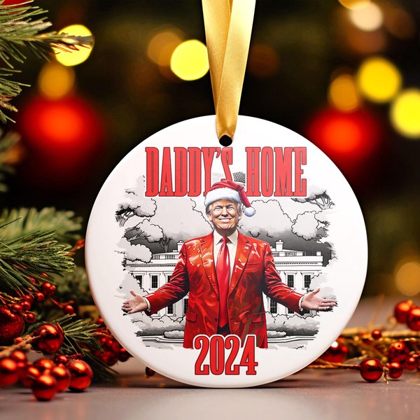 Christmas White House Daddy's Home Ornament, Maga Santa Trump Ornament, Trump Ornament-image