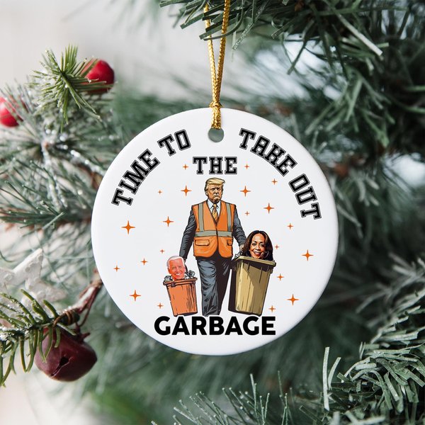 Time To Take Out Garbage Ornament, Funny Trump President Ornament, Trump Vance Ornament-image