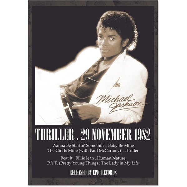 Michael Jackson Thriller 1982 Album Vintage Classic Semi-Glossy Paper Poster-image