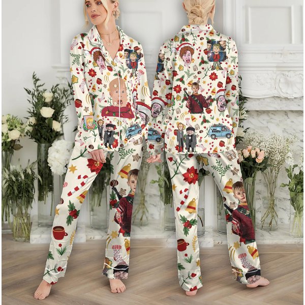 Funny Christmas Movie Pajamas Set Family, Home Alone Pajamas Set-image