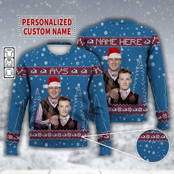 Custom Cale Makar Nathan Mackinnon Colorado Ice Hockey Ugly Christmas Sweater-image