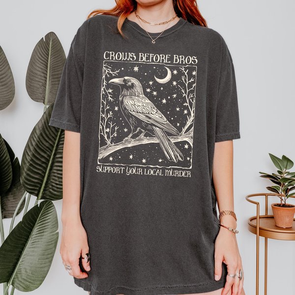 Crows Before Bros Shirt, Funny Halloween Shirt, Punny Crow Shirt-image