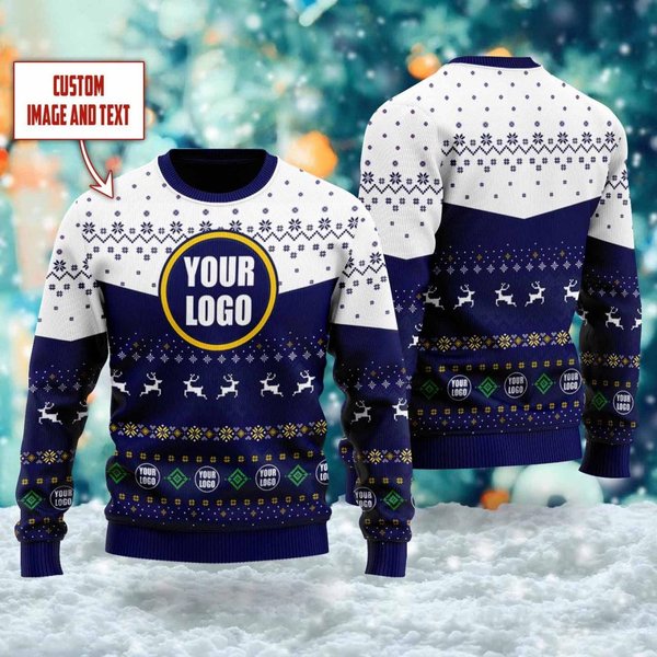 Custom Logo Ugly Christmas Sweater, Personalized Logo Team Xmas Holiday-image
