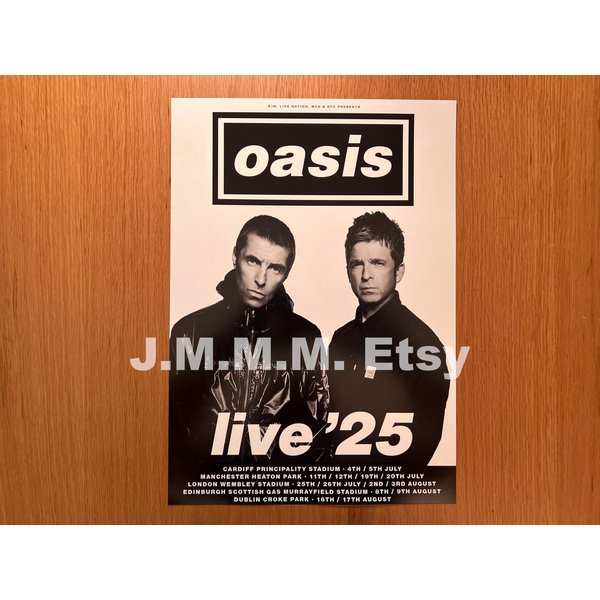Oasis 2025 Reunion Tour Promo Concert Poster