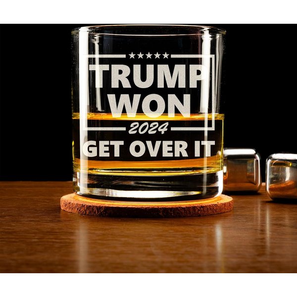 Trump Won 2024 Get Over It Whiskey Glass, Trump Bourbon Glass, Republican Gift, 47Th Us President Inauguration Gift-image