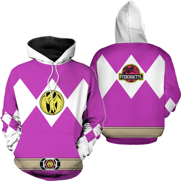 Pink Power Mmpr Ranger Dinosaur 3D Hoodie-image