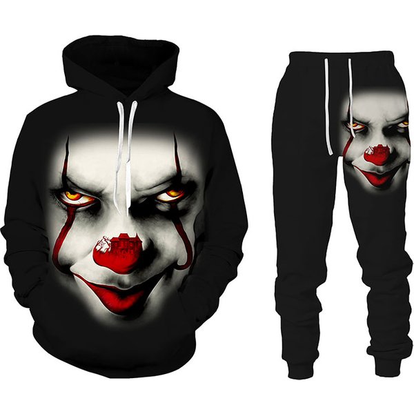 Halloween 3d Horror Movie Clown Print Hoodie