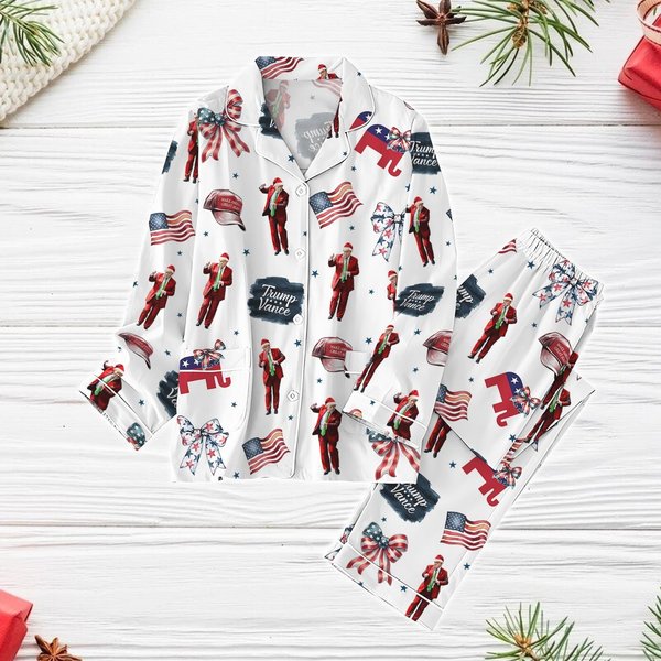 Donald Trump Christmas Pajamas, Trump President Pajama Pants, I'll Be Home For Christmas-image