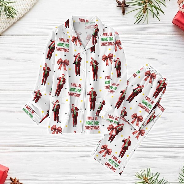 Trump I'll Be Home For Christmas Pajamas-image