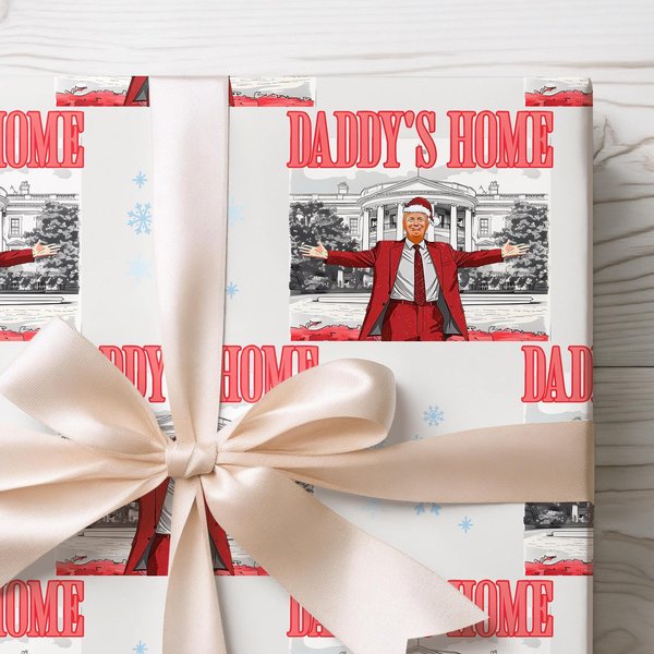 Funny Christmas Wrapping Paper, Holiday Gift Wrap, Daddys Home-image