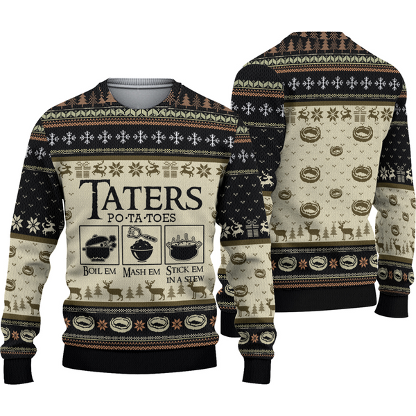 Taters Potatoes Ugly Christmas Sweater, Lotr Fans Sweater, Ugly Sweatshirt, Patotoes-image