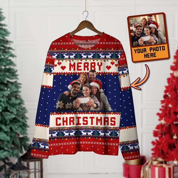 Custom Ugly Christmas Sweater, Family Crewneck Sweatshirt, Christmas Gift, Personalized-image
