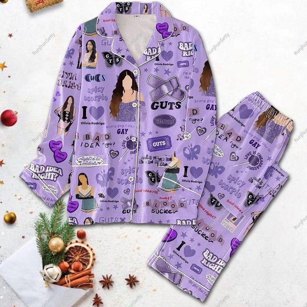 Olivia Rodrigo Guts Album Pajamas Set, Olivia Rodrigo Merch-image