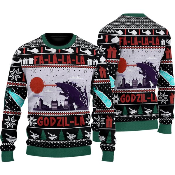 Falalala Godzil-La God Zilla Ugly Sweatshirt, God Zilla Movie Sweatshirt-image