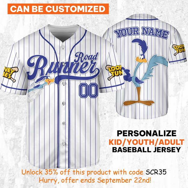 Custom Looney Road Runner Simple Baseball, Baseball Team Outfit, Gift For Space Jamz Fans, Tune Squad Jersey-image