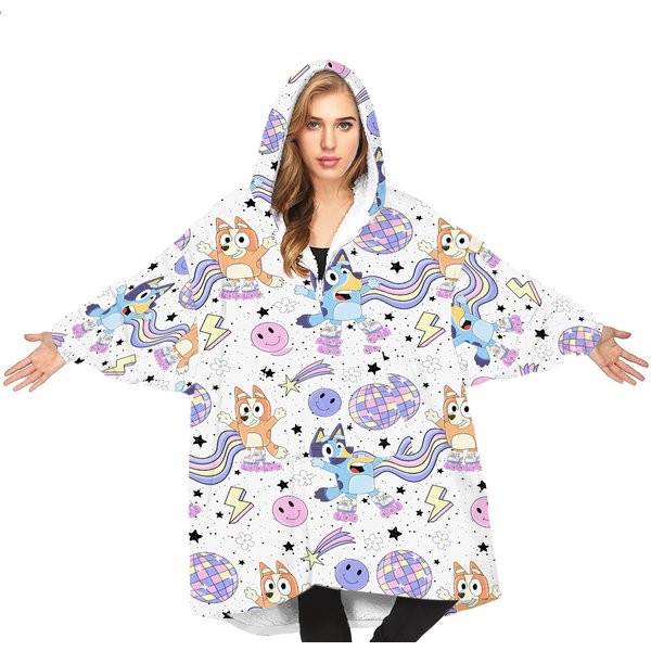 Blueydad And Bingo Blanket Hoodie, Oversized Blueydad Pattern Hoodie-image