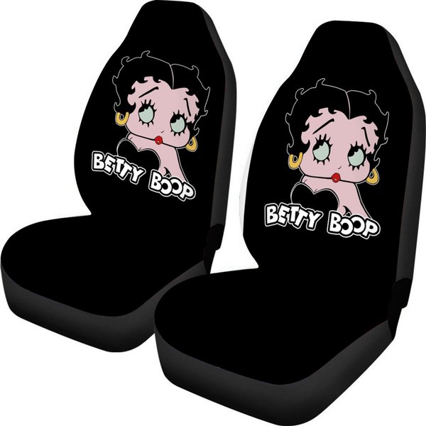 Cute Cartoon Betty Boop In Black Car Seat Covers-image