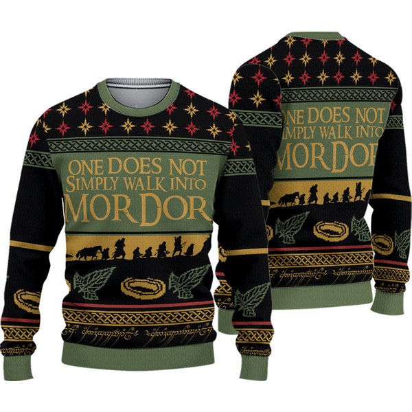 One Does Not Simply Walk Into Mordor Quotes 3D Sweater, Us Movie Ugly Christmas Sweater-image